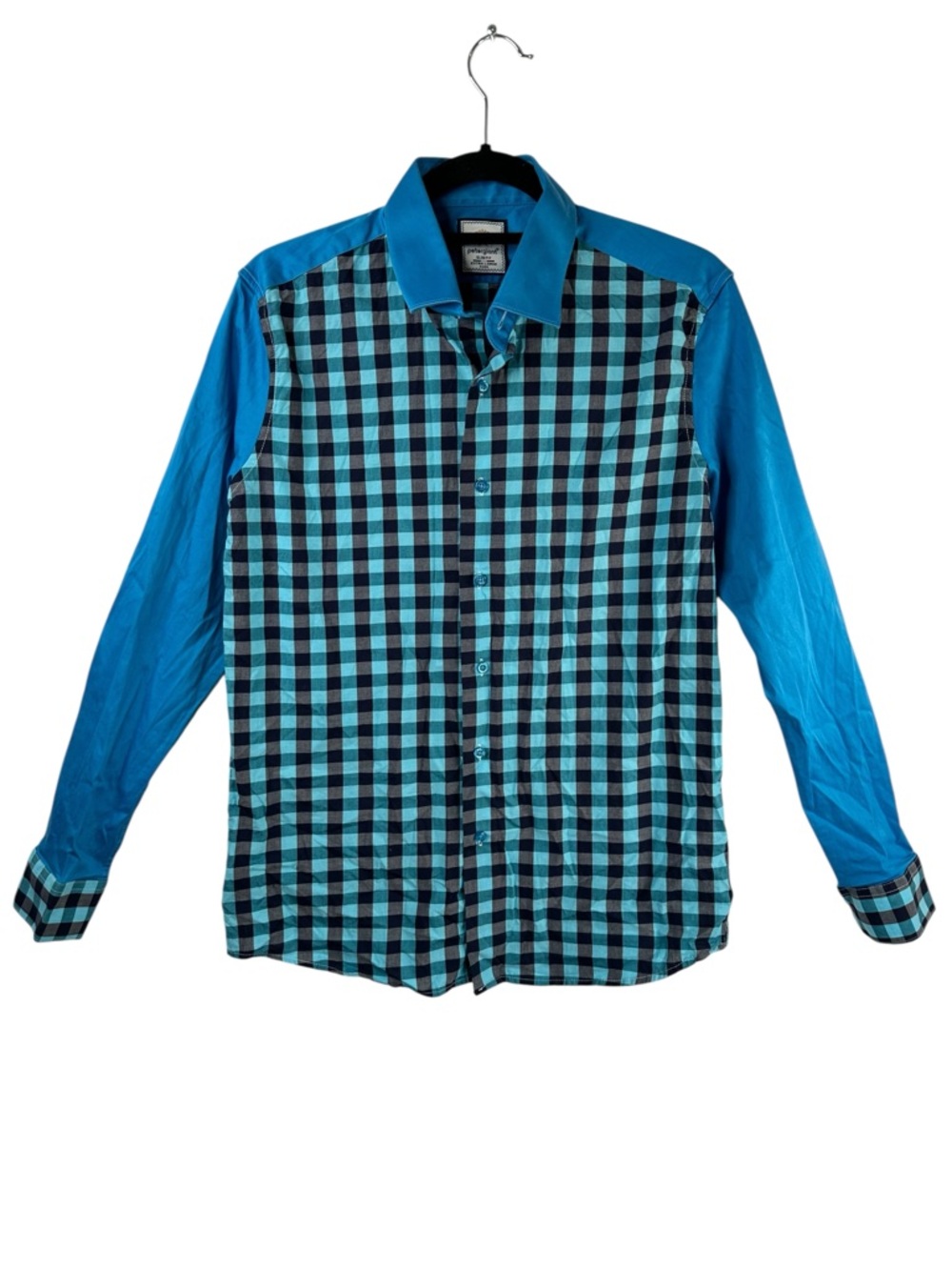 Petergiant Gingham Colourblock Shirt XL Slim Fit 100% Cotton Preppy 90s